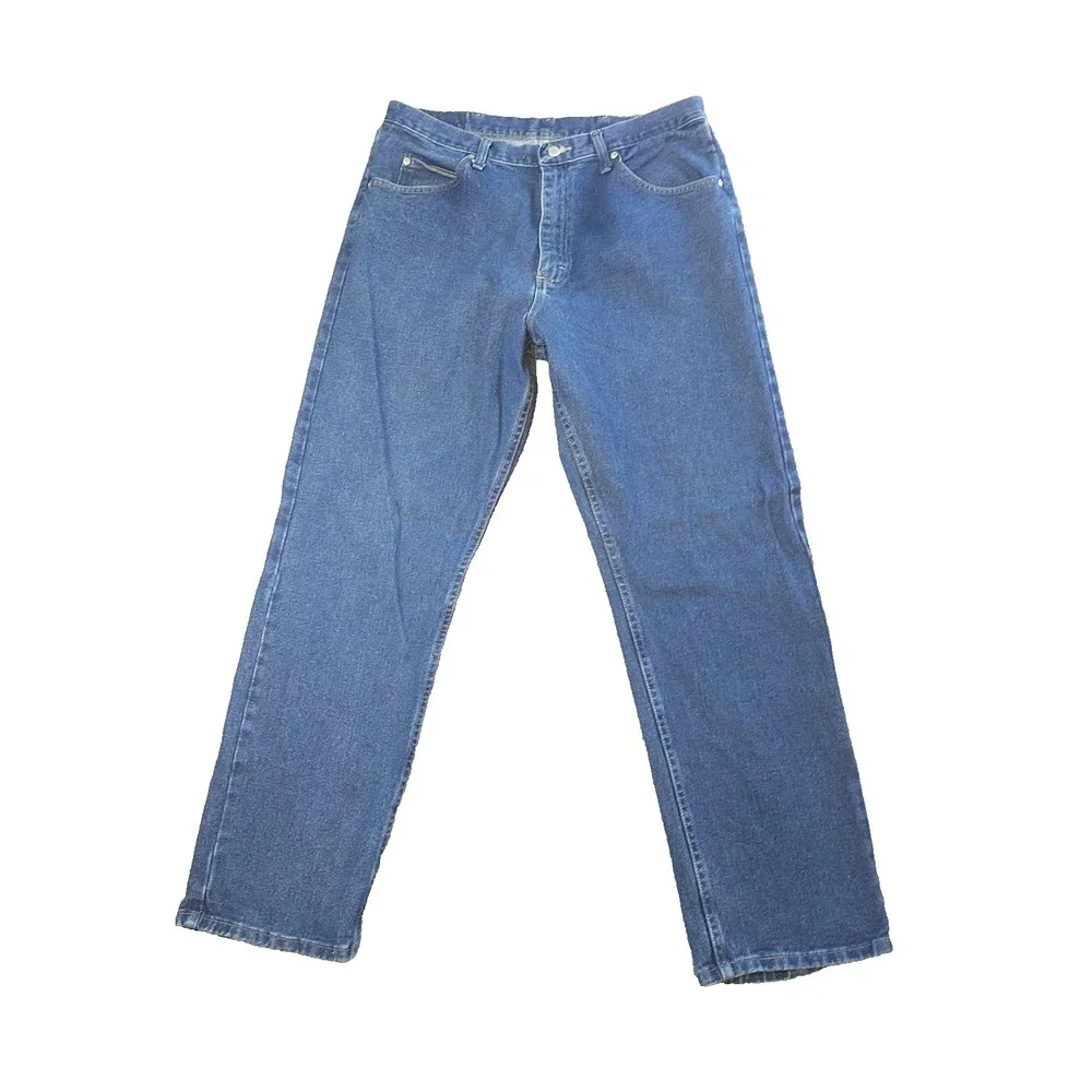 Wrangler Premium Quality Authentic Mens Straight Leg Blue Jean 34x32 Medium Wash
